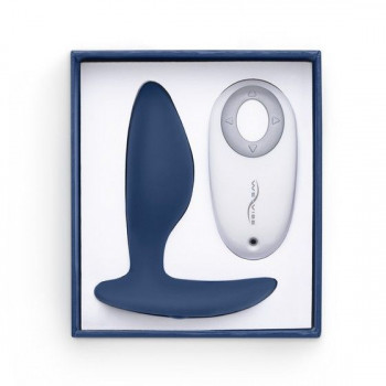 Синяя анальная пробка We-Vibe Ditto для ношения с вибрацией и пультом ДУ - 8.8 см