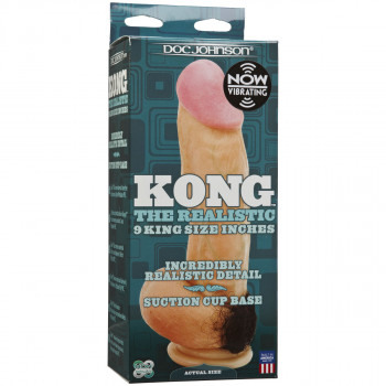 Вибратор Kong The Realistic на присоске c пультом управления - 22,8 см.