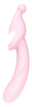 Розовый вибромассажер 2-Way Pleaser - 21 см.