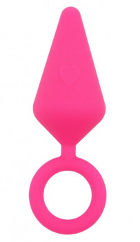 Розовая анальная пробка с кольцом Candy Plug L - 13,2 см.