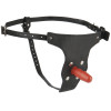 Женский страпон с двумя пробками Vac-U-Lock Set Leather Ultra Harness - 17,8 см.
