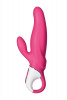 Ярко-розовый вибратор Satisfyer Mr. Rabbit с клиторальным отростком - 22,1 см.