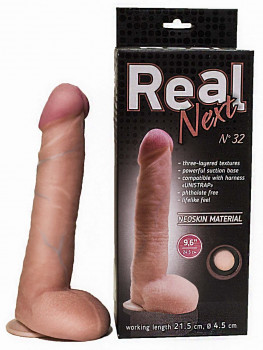 Большой фаллоимитатор из неоскин на присоске Real Next №32 - 25,5 см.